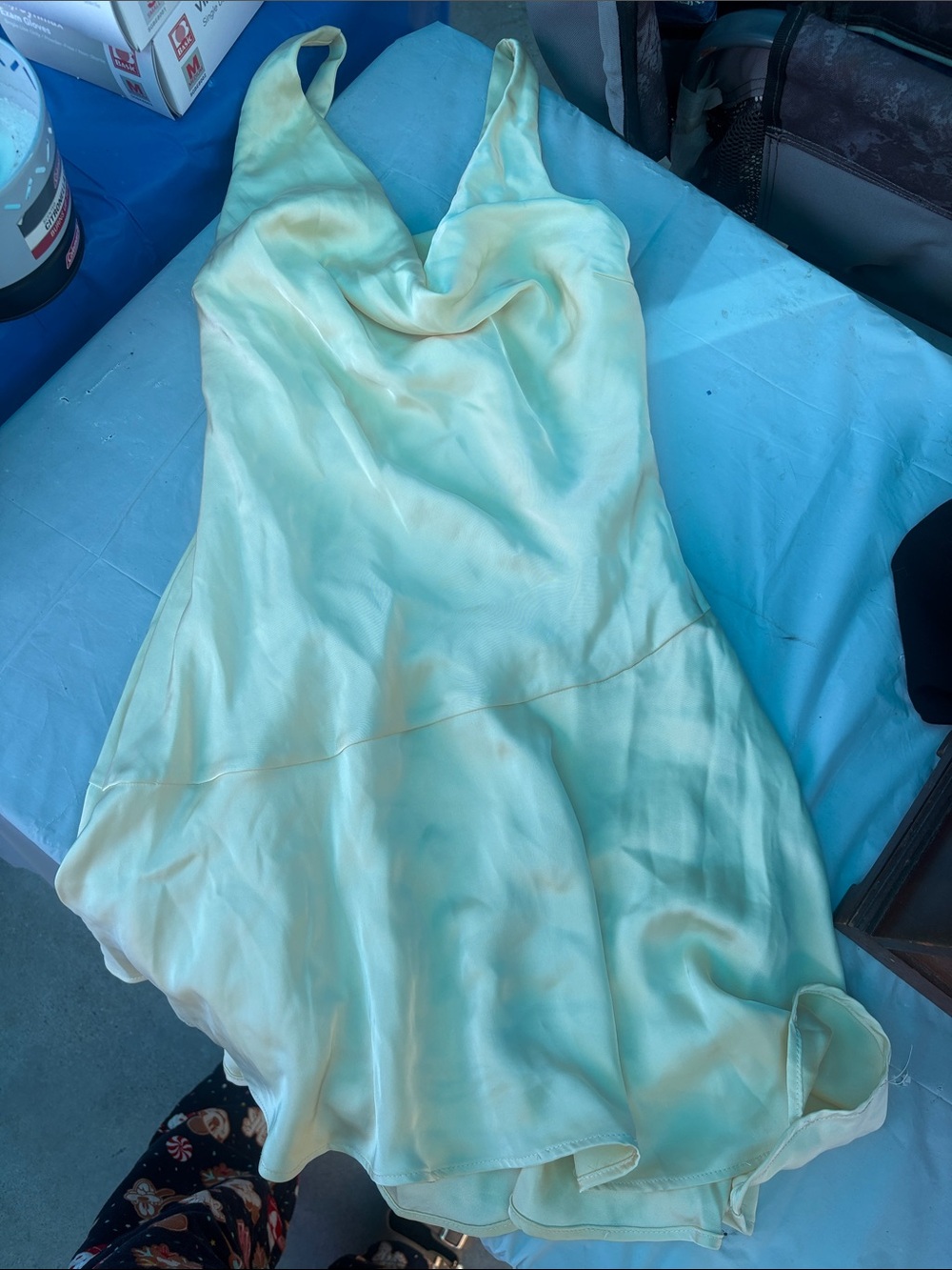 Women's Satin Slip Dress in Pale yellow